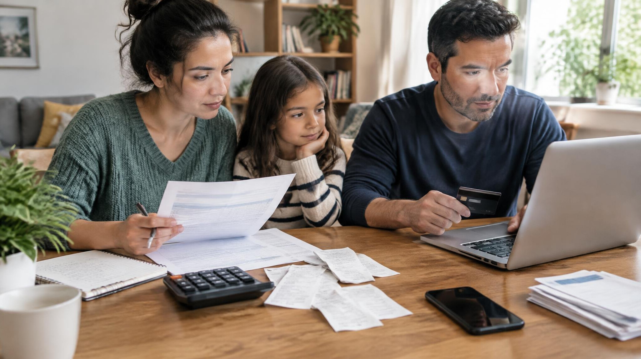person reviewing monthly budget
